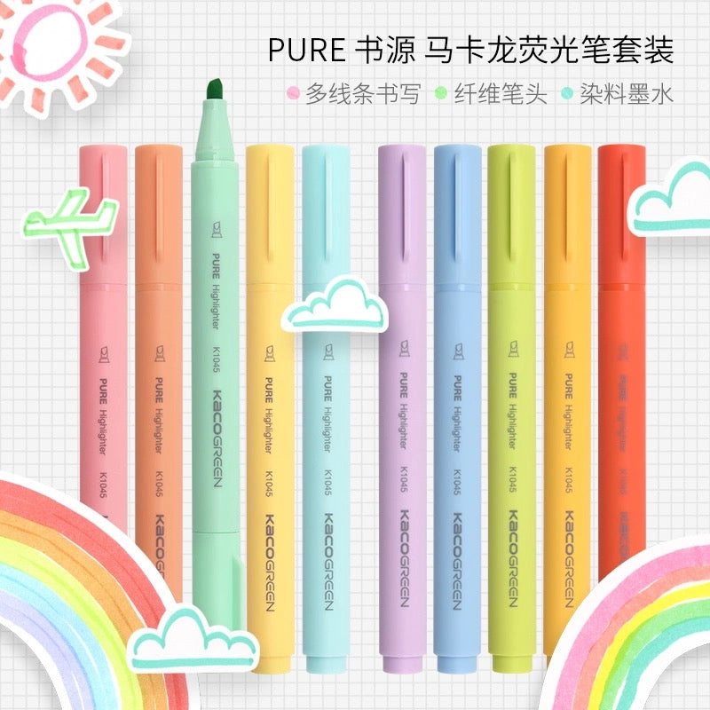 【Surligneur 荧光笔】KACO PURE书源马卡龙色手账儿童荧光笔糖果色记号笔