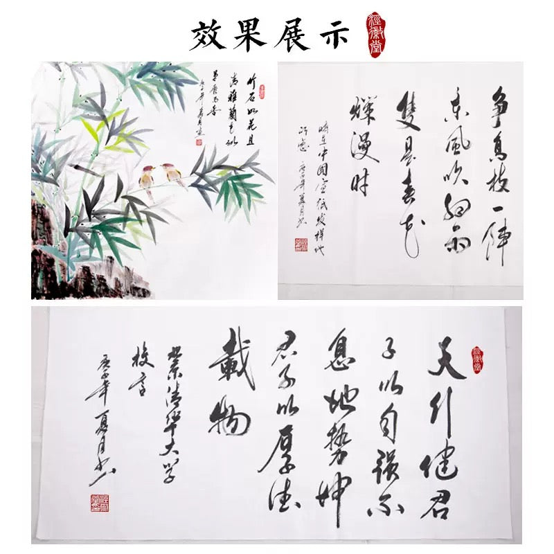 【Papier Xuan 宣纸】 2 feuilles de papier blanc (semi-cuit) 泾徽堂 加厚精品宣纸半生熟画专用